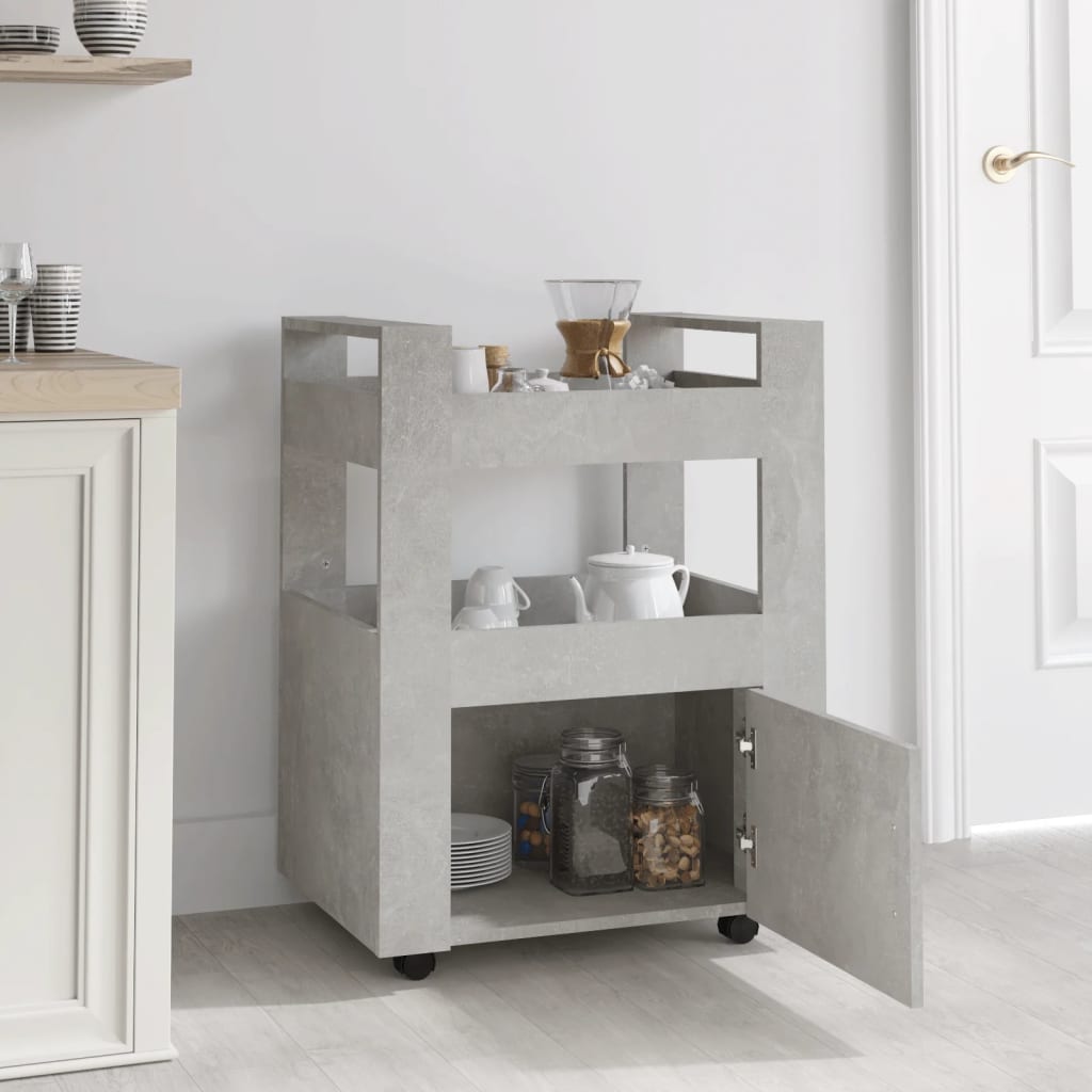 Carrello Da Cucina Grigio Cemento 60x45x80 Cm Legno Multistrato