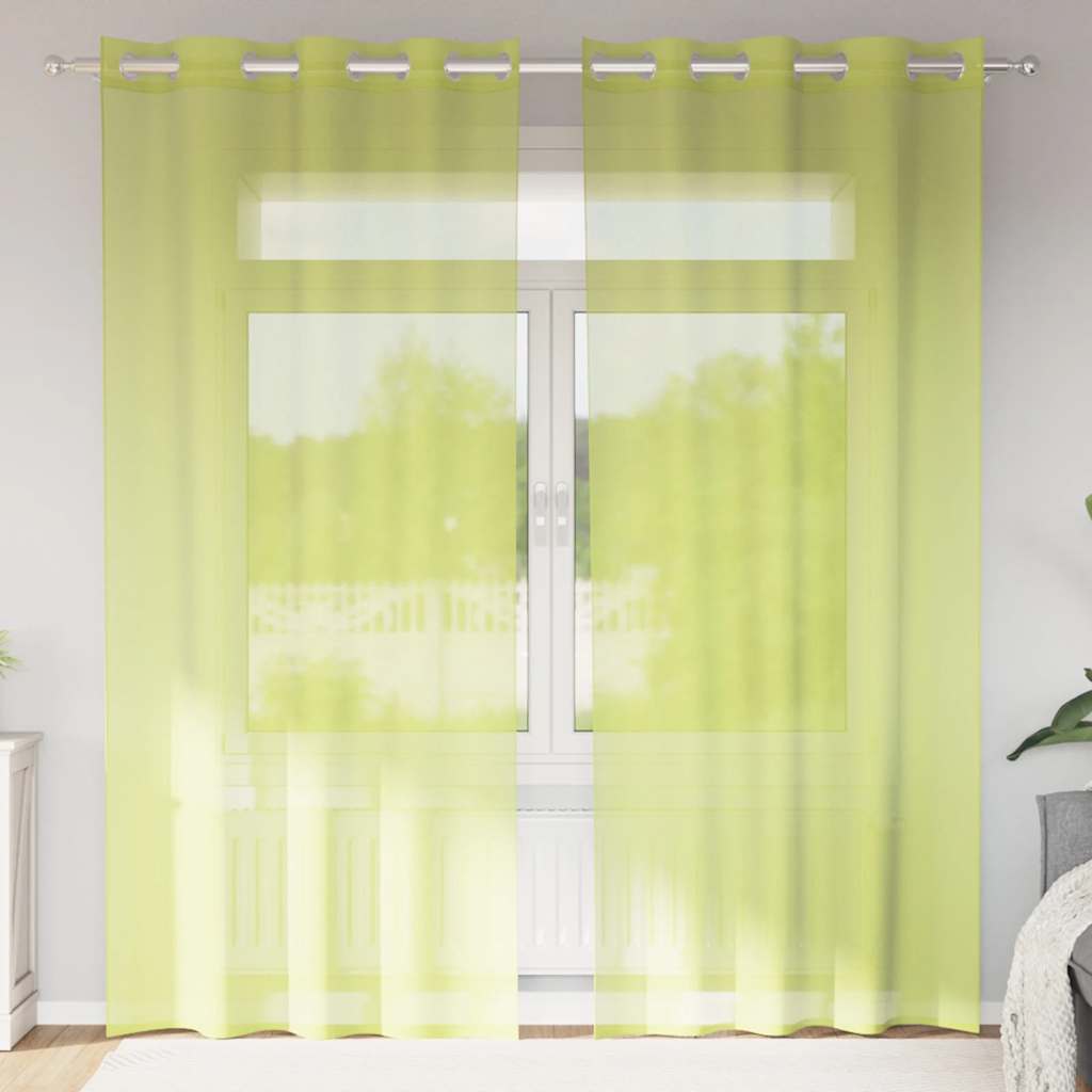Tende In Voile Con Occhielli 2 Pz Verde Mela 140x225 cm - Image 5