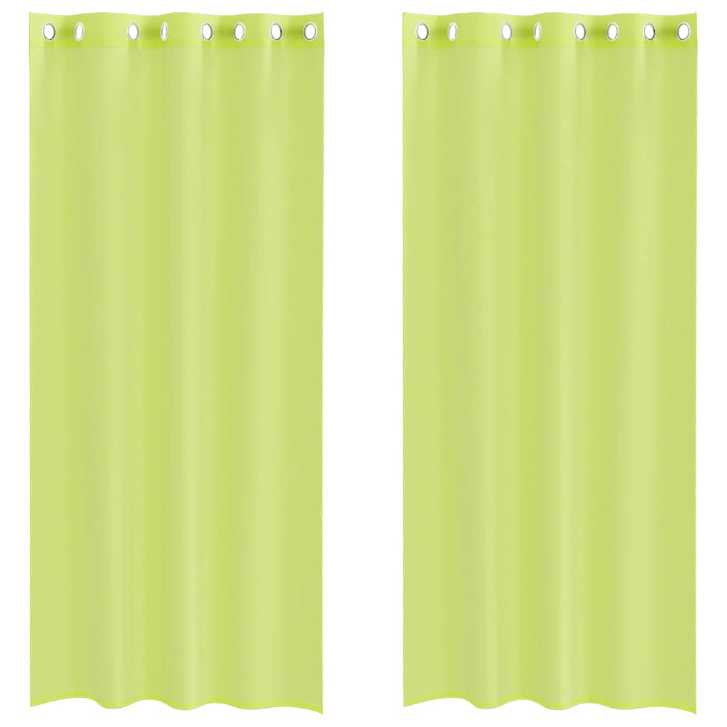 Tende In Voile Con Occhielli 2 Pz Verde Mela 140x225 cm - Image 4