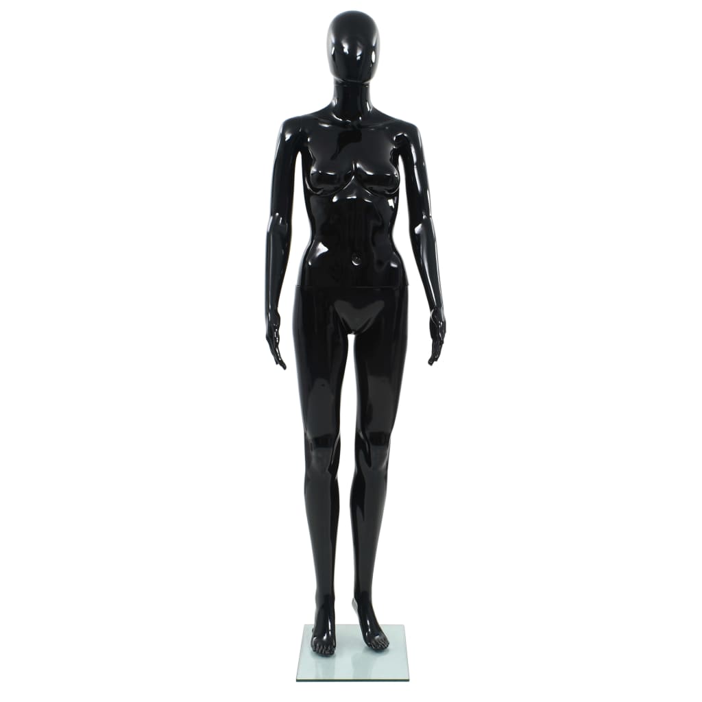 Manichino Donna Figura Intera Base In Vetro 175 Cm Nero Lucido