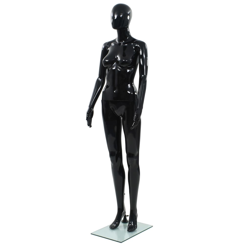 Manichino Donna Figura Intera Base In Vetro 175 Cm Nero Lucido - Image 6