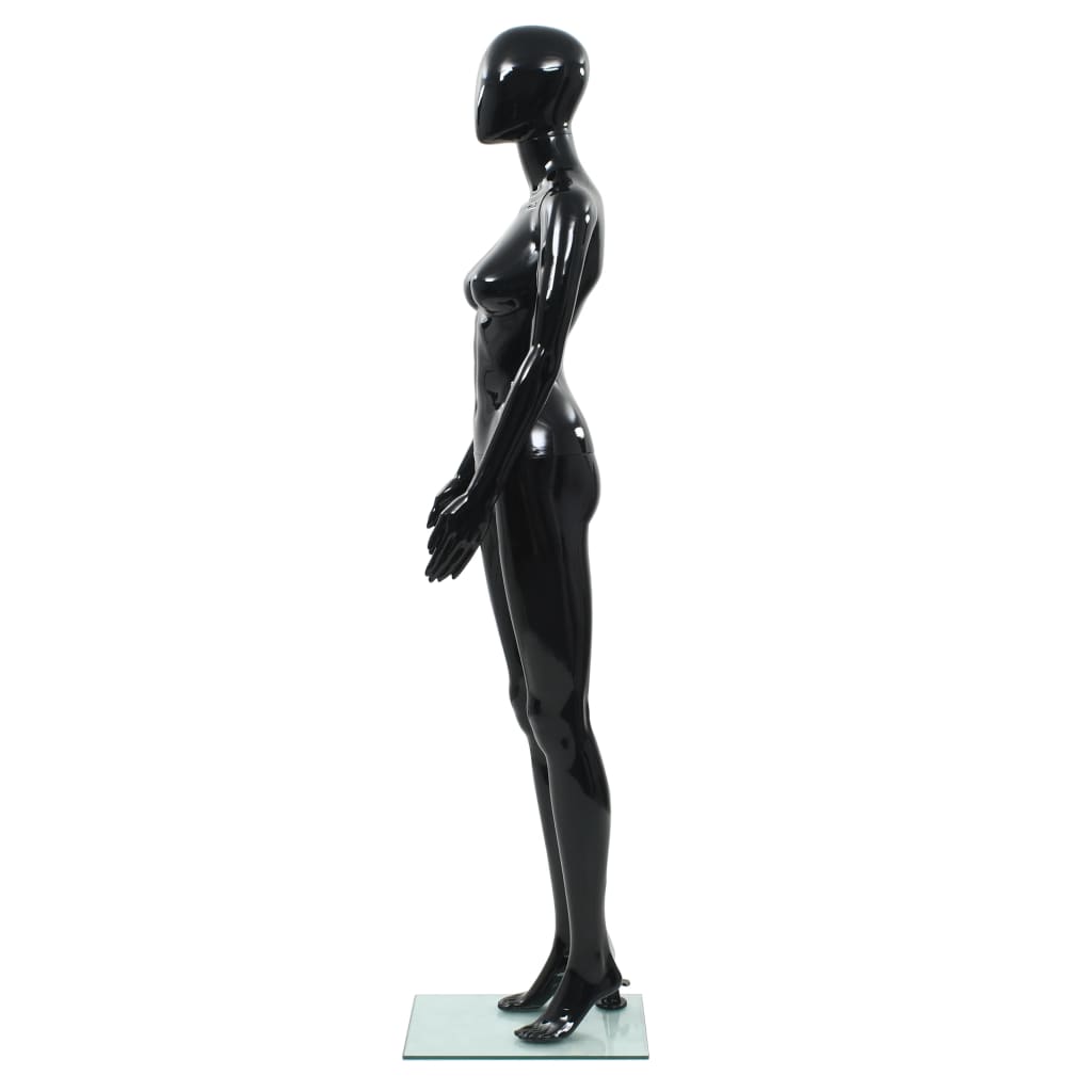 Manichino Donna Figura Intera Base In Vetro 175 Cm Nero Lucido - Image 2