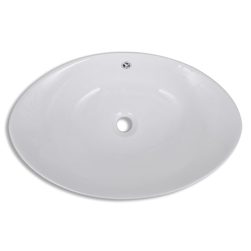 Lavello Ovale In Ceramica Di Lusso Con Troppopieno 59 X 38,5 cm - Image 4