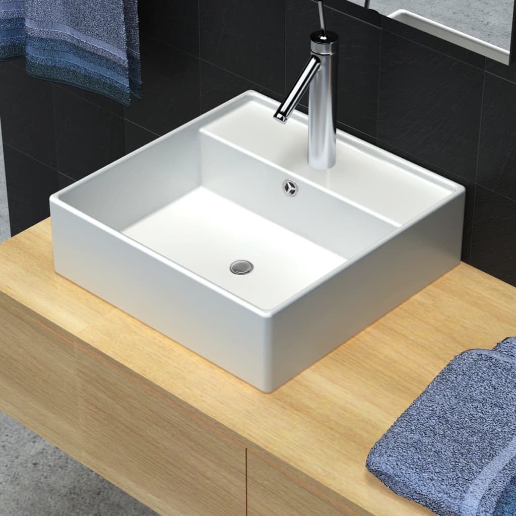 Ceramica Di Lusso Bacino Con Foro Di Scarico 41 X 41 Centimetri