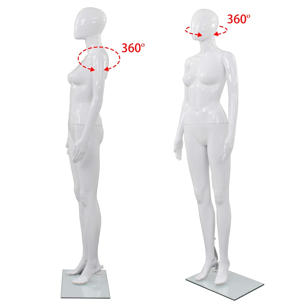 Manichino Donna Figura Intera Base In Vetro 175cm Bianco Lucido - Image 4