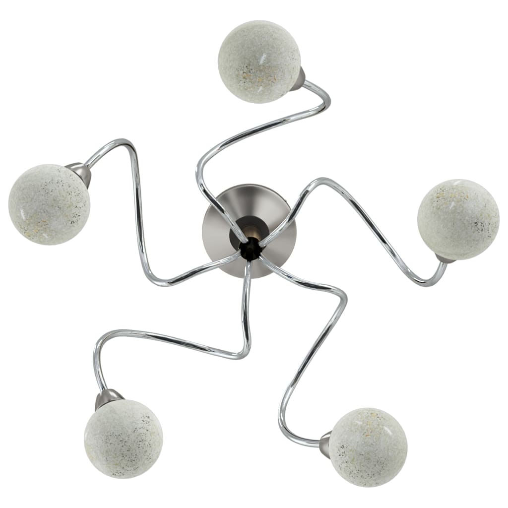 Lampada Soffitto Con Paralumi Tondi In Vetro Per 5 Luci Led g9 - Image 5