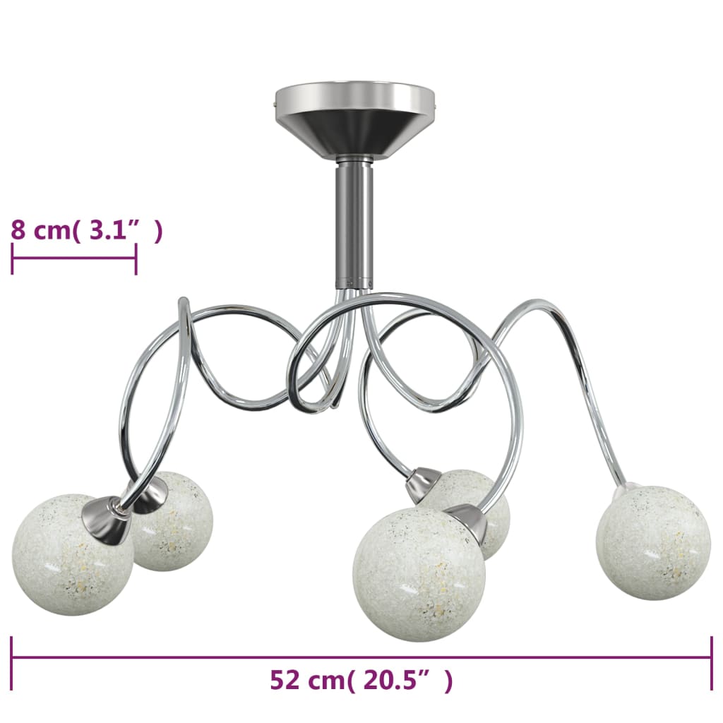 Lampada Soffitto Con Paralumi Tondi In Vetro Per 5 Luci Led g9 - Image 3