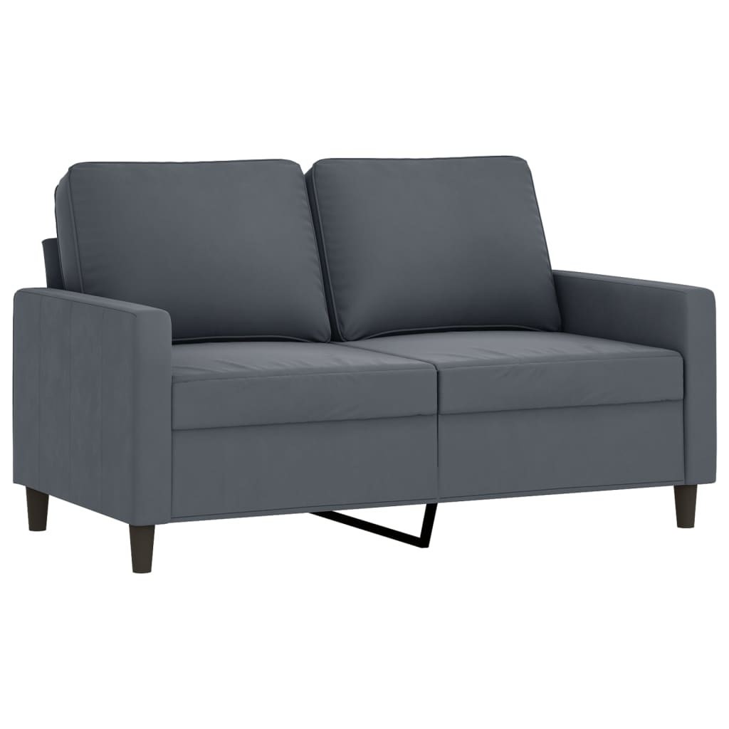 Set Di Divani 2 Pz Con Cuscini Grigio Scuro In Velluto - Image 3