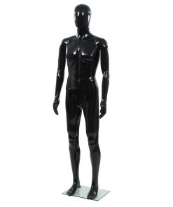 Manichino Uomo Figura Intera Base In Vetro 185 Cm Nero Lucido