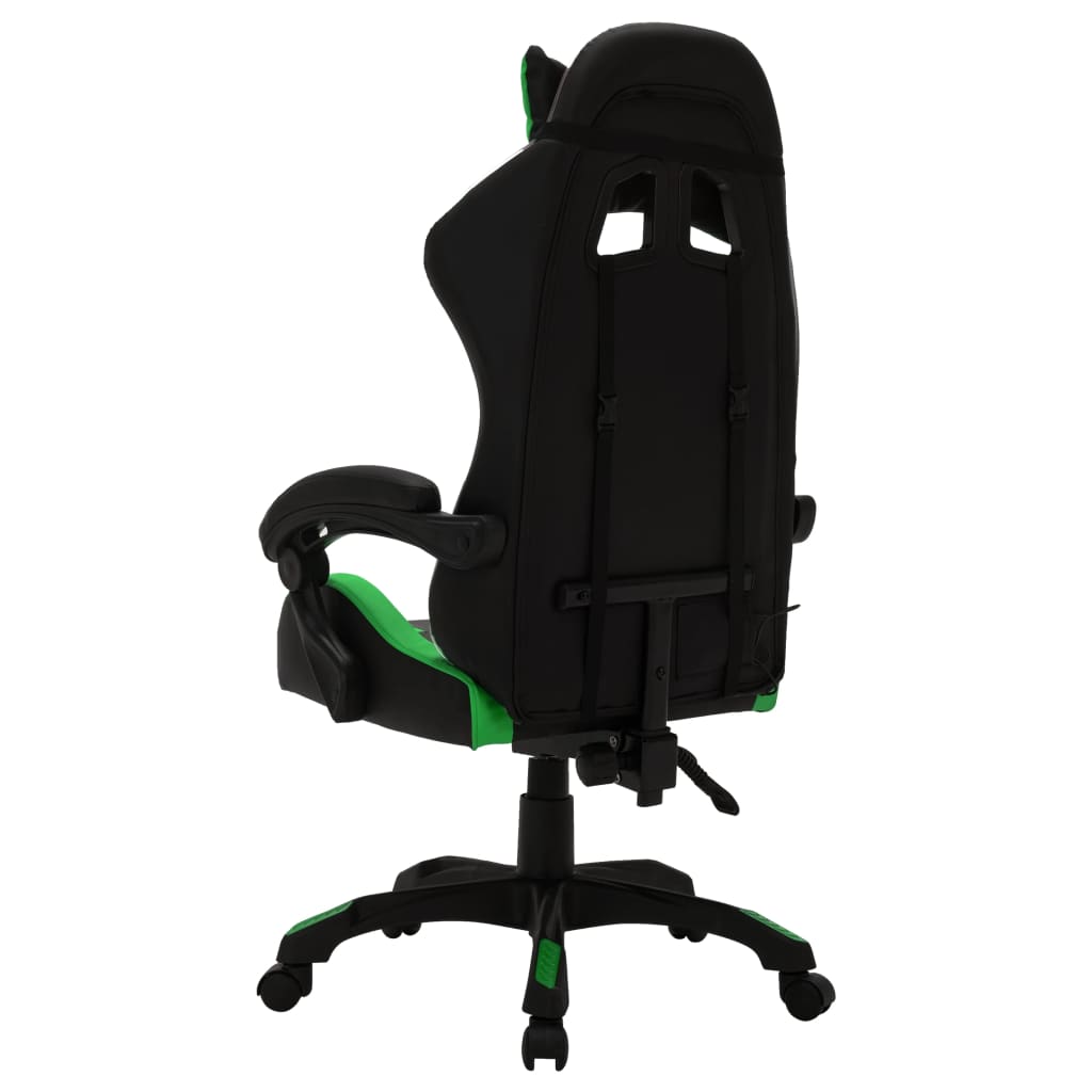 Sedia Da Gaming Con Luci A Led Rgb Verde E Nera In Similpelle