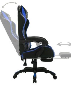 Sedia Da Gaming Con Luci A Led Rgb Blu E Nera In Similpelle