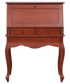 Scrittoio Marrone 78x42x103 Cm In Legno Massello Di Mogano
