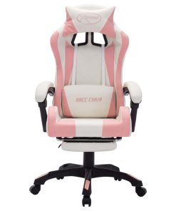 Sedia Da Gaming Con Luci A Led Rgb Rosa E Bianca In Similpelle