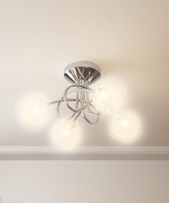 Lampada Da Soffitto Con Paralumi In Rete Per 4 Luci Led g9