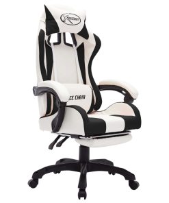 Sedia Da Gaming Con Luci A Led Rgb Nera E Bianca In Similpelle