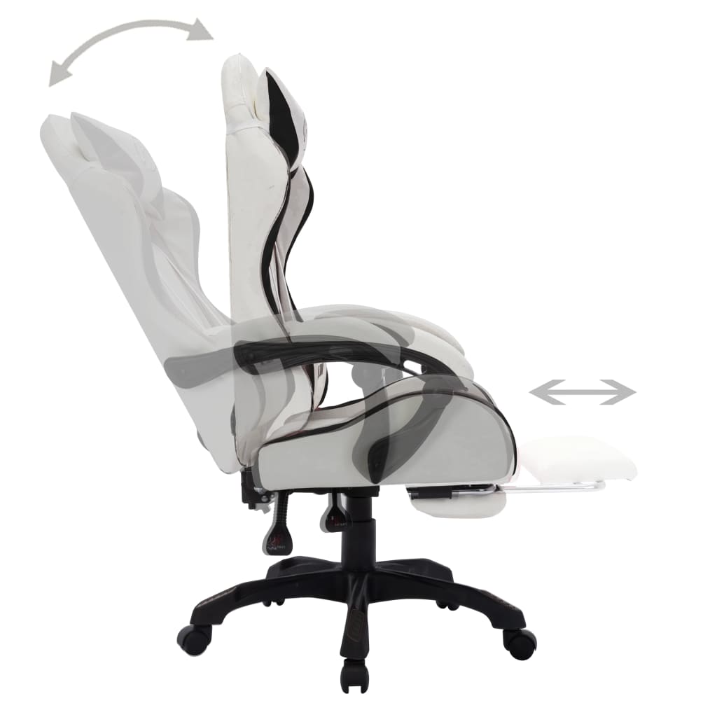 Sedia Da Gaming Con Luci A Led Rgb Nera E Bianca In Similpelle - Image 5