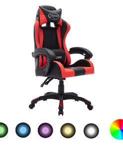 Sedia Da Gaming Con Luci A Led Rgb Rossa E Nera In Similpelle