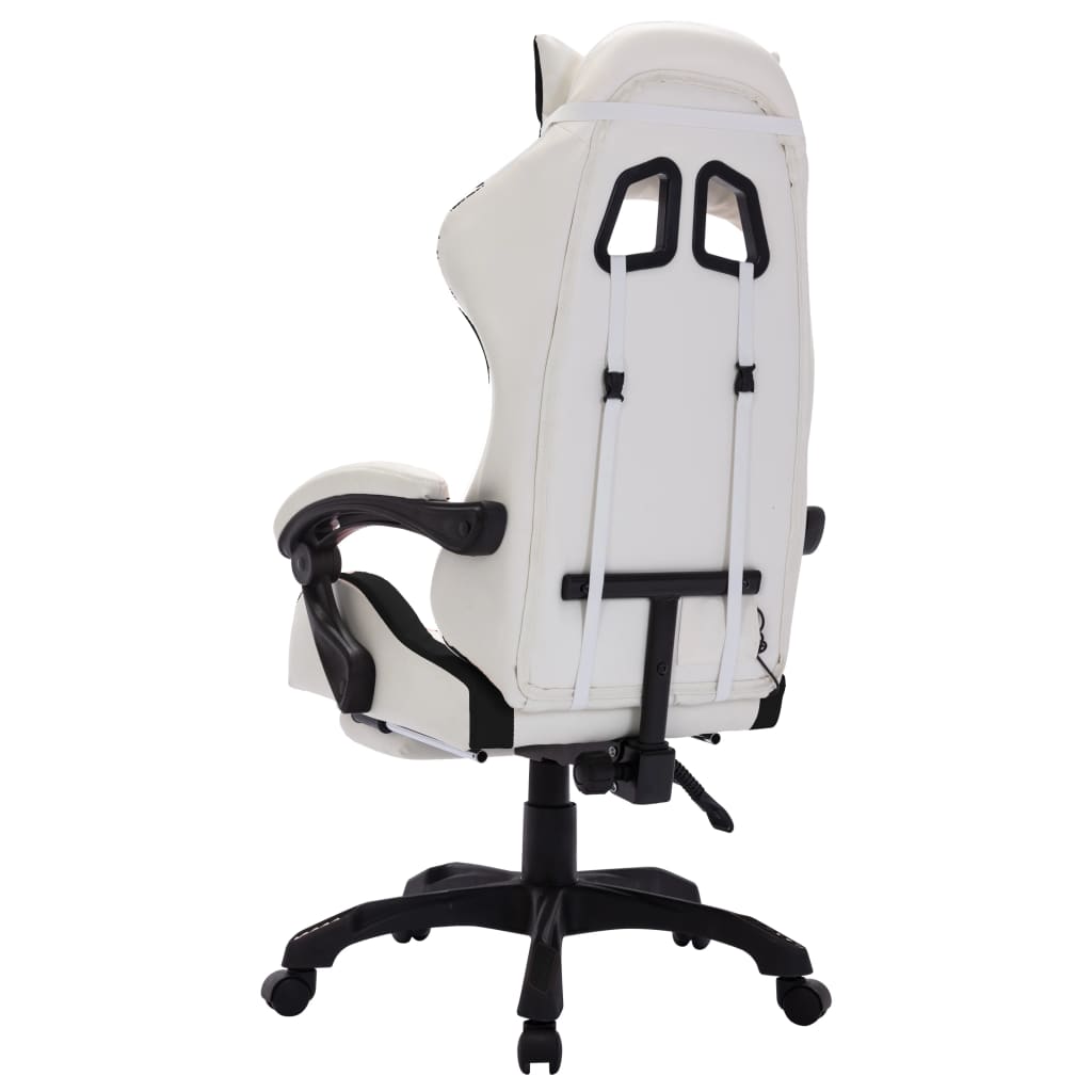 Sedia Da Gaming Con Luci A Led Rgb Nera E Bianca In Similpelle - Image 3