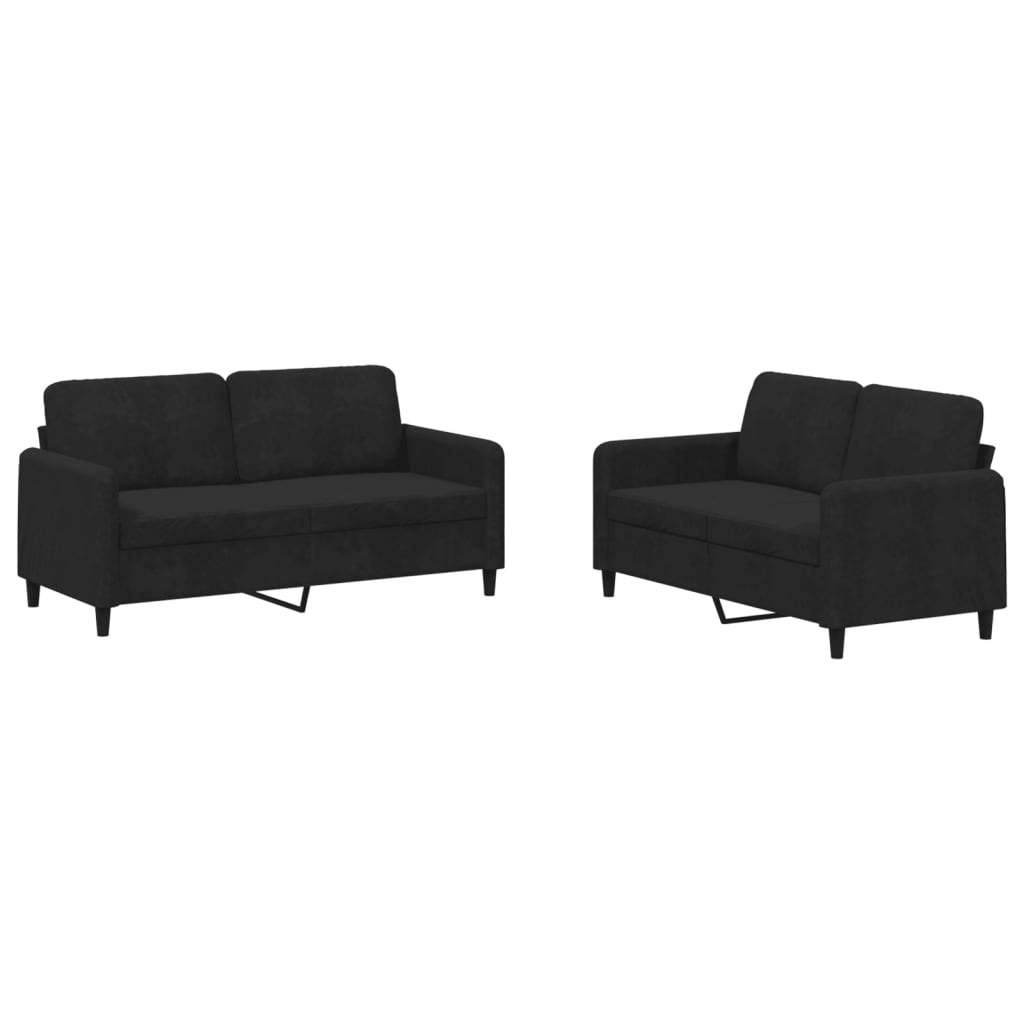 Set Di Divani 2 Pz Nero In Velluto - Image 6