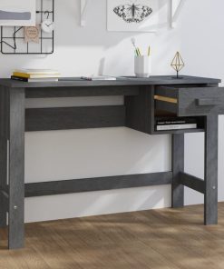Scrivania Hamar Grigio Scuro 110x40x75 Cm In Legno Di Pino