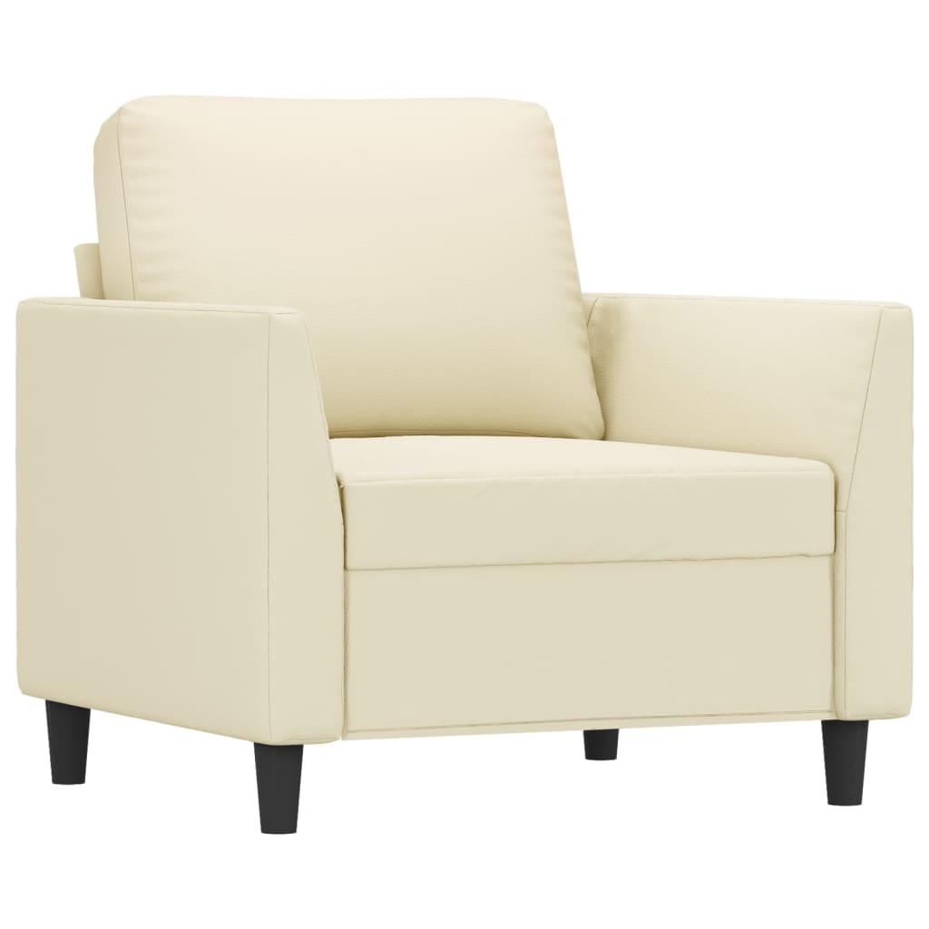 Set Di Divani 3 Pz Con Cuscini Crema In Similpelle