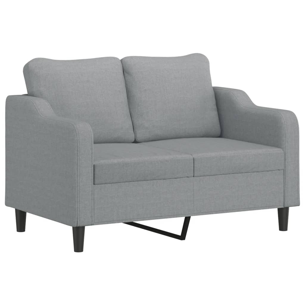 Set Di Divani 2 Pz Con Cuscini Grigio Chiaro In Tessuto - Image 5