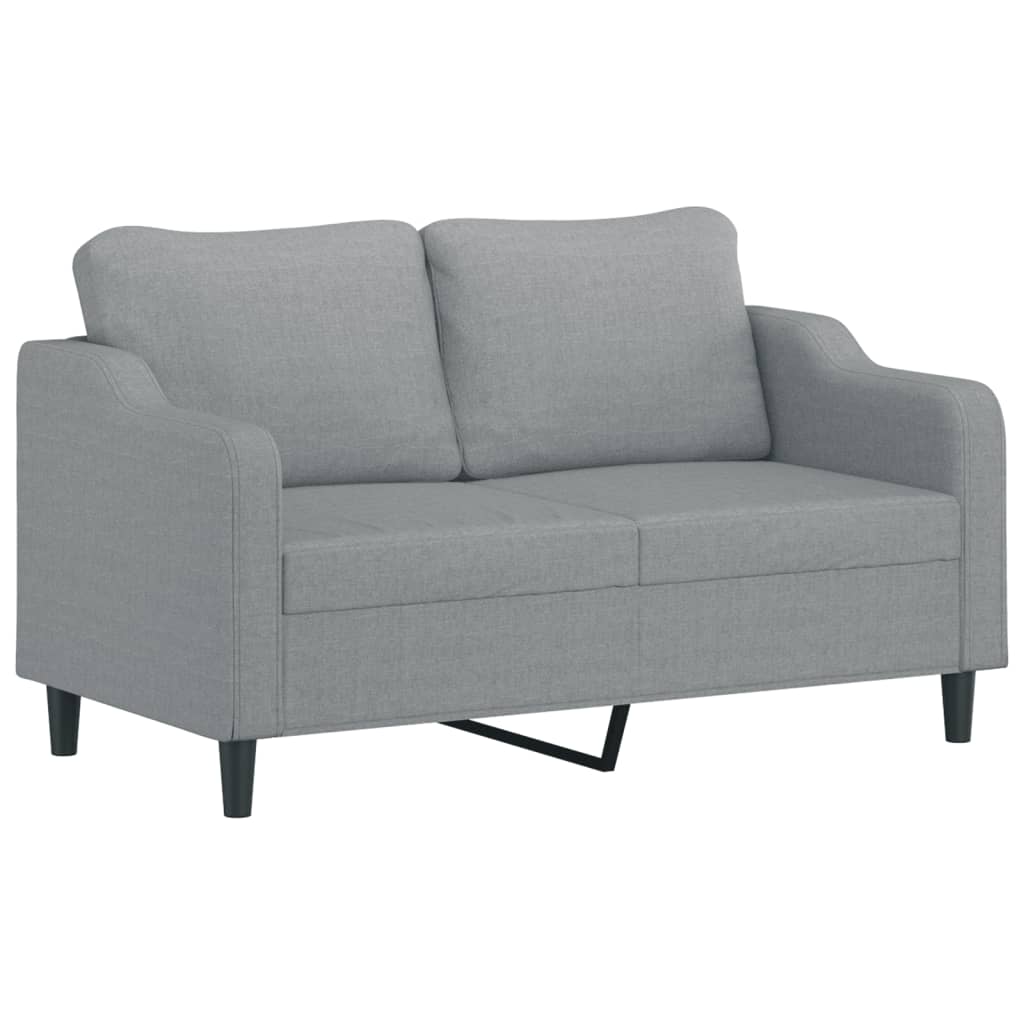 Set Di Divani 2 Pz Con Cuscini Grigio Chiaro In Tessuto - Image 6