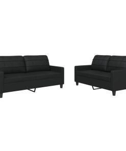 Set Di Divani 2 Pz Con Cuscini Nero In Similpelle