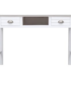Scrivania Bianca 108x45x76 Cm In Legno Massello Di Paulownia