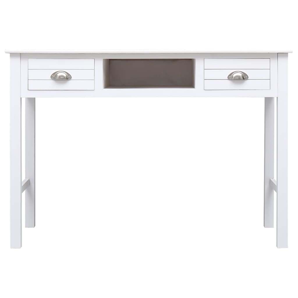 Scrivania Bianca 108x45x76 Cm In Legno Massello Di Paulownia