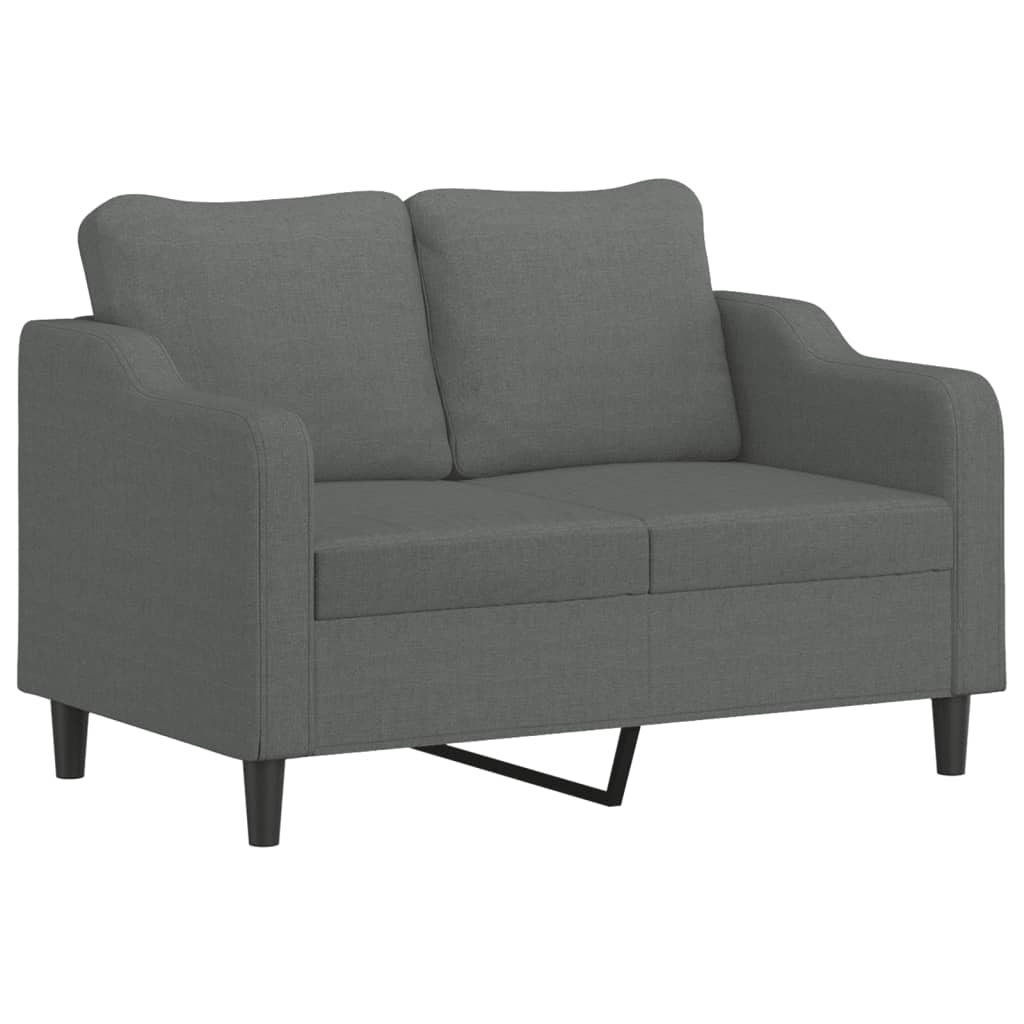 Set Di Divani 2 Pz Con Cuscini Grigio Scuro In Tessuto - Image 6