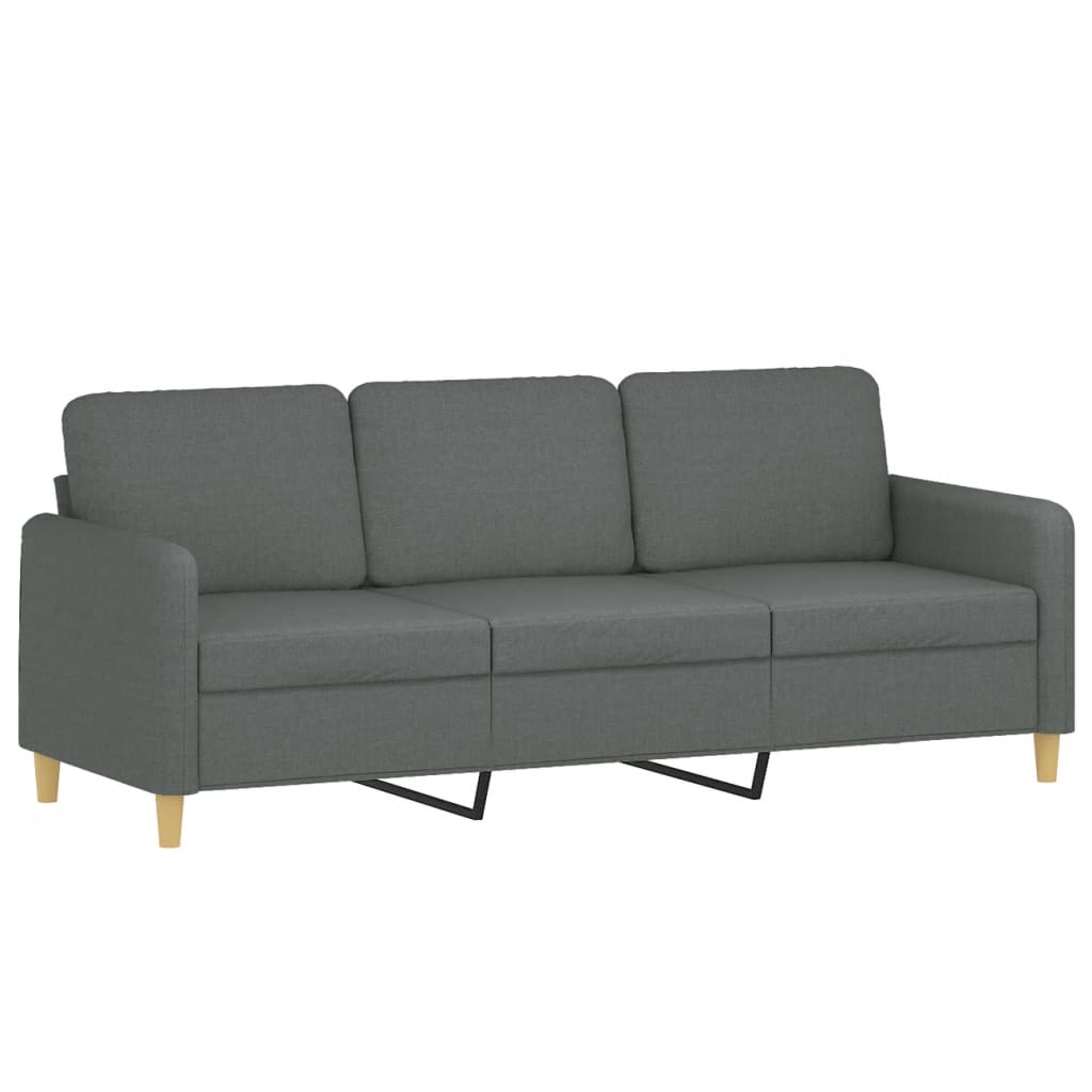 Set Di Divani 2 Pz Con Cuscini Grigio Scuro In Tessuto - Image 6