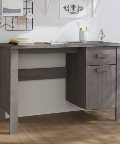 Scrivania Hamar Grigio Chiaro 113x50x75 Cm In Legno Di Pino