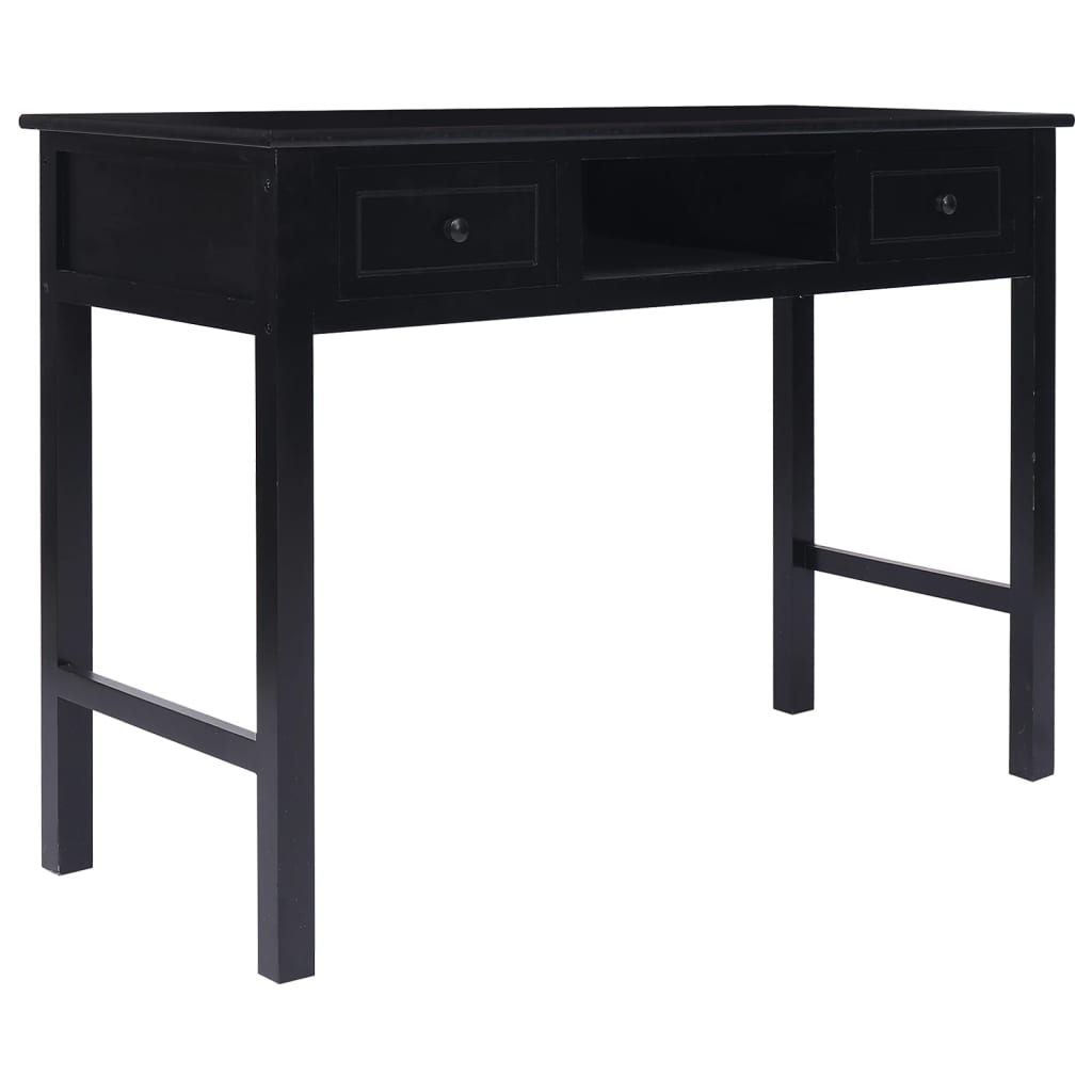 Scrivania Nera 108x45x76 Cm In Legno Massello Di Paulownia - Image 3