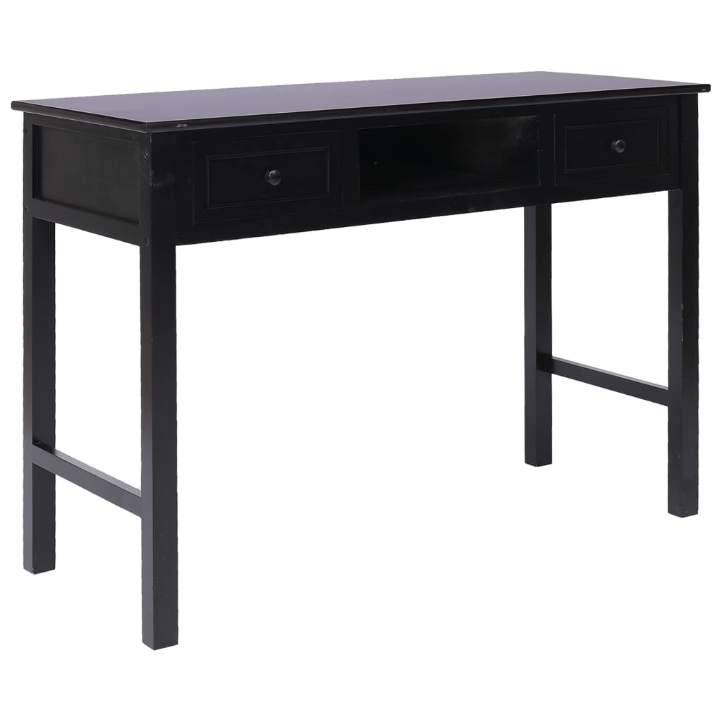 Scrivania Nera 108x45x76 Cm In Legno Massello Di Paulownia - Image 6
