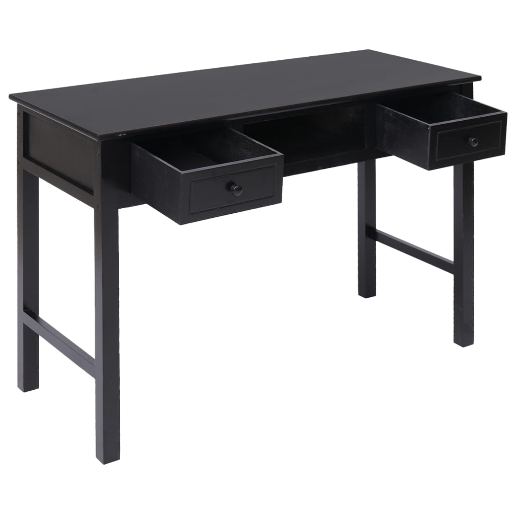 Scrivania Nera 108x45x76 Cm In Legno Massello Di Paulownia - Image 5