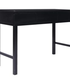 Scrivania Nera 108x45x76 Cm In Legno Massello Di Paulownia