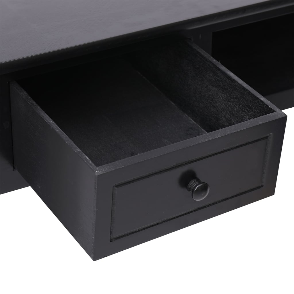 Scrivania Nera 108x45x76 Cm In Legno Massello Di Paulownia - Image 4