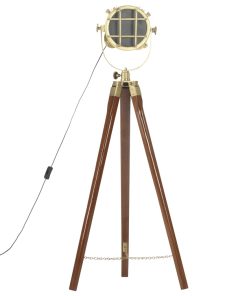 Lampada Da Terra A Treppiede Legno Massello Di Mango 97 cm