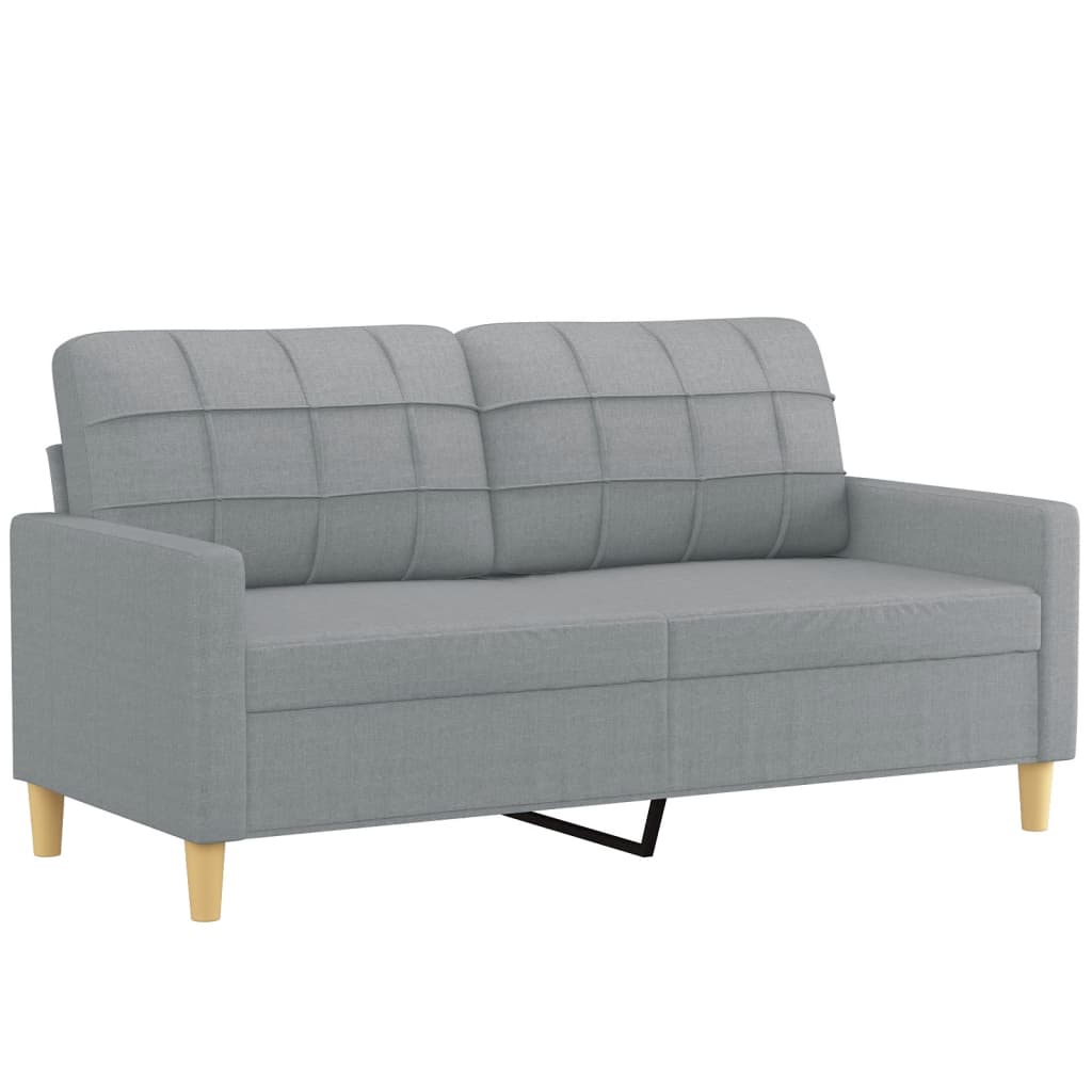 Set Di Divani 2 Pz Con Cuscini Grigio Chiaro In Tessuto - Image 3