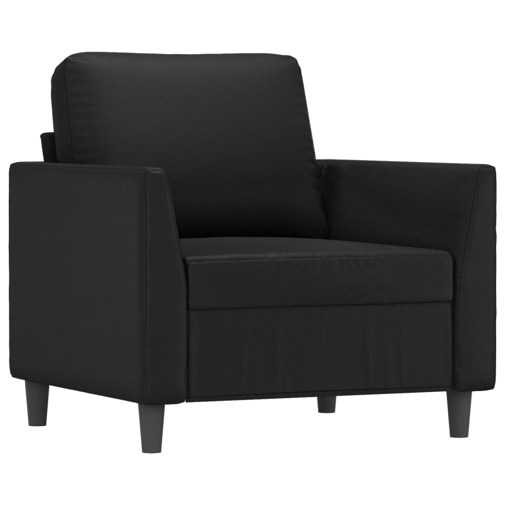 Set Di Divani 3 Pz Con Cuscini Nero In Similpelle
