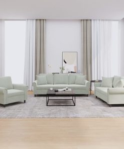 Set Di Divani 3 Pz Con Cuscini Grigio Chiaro In Velluto