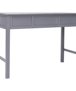 Scrivania Grigia 108x45x76 Cm In Legno Massello Di Paulownia