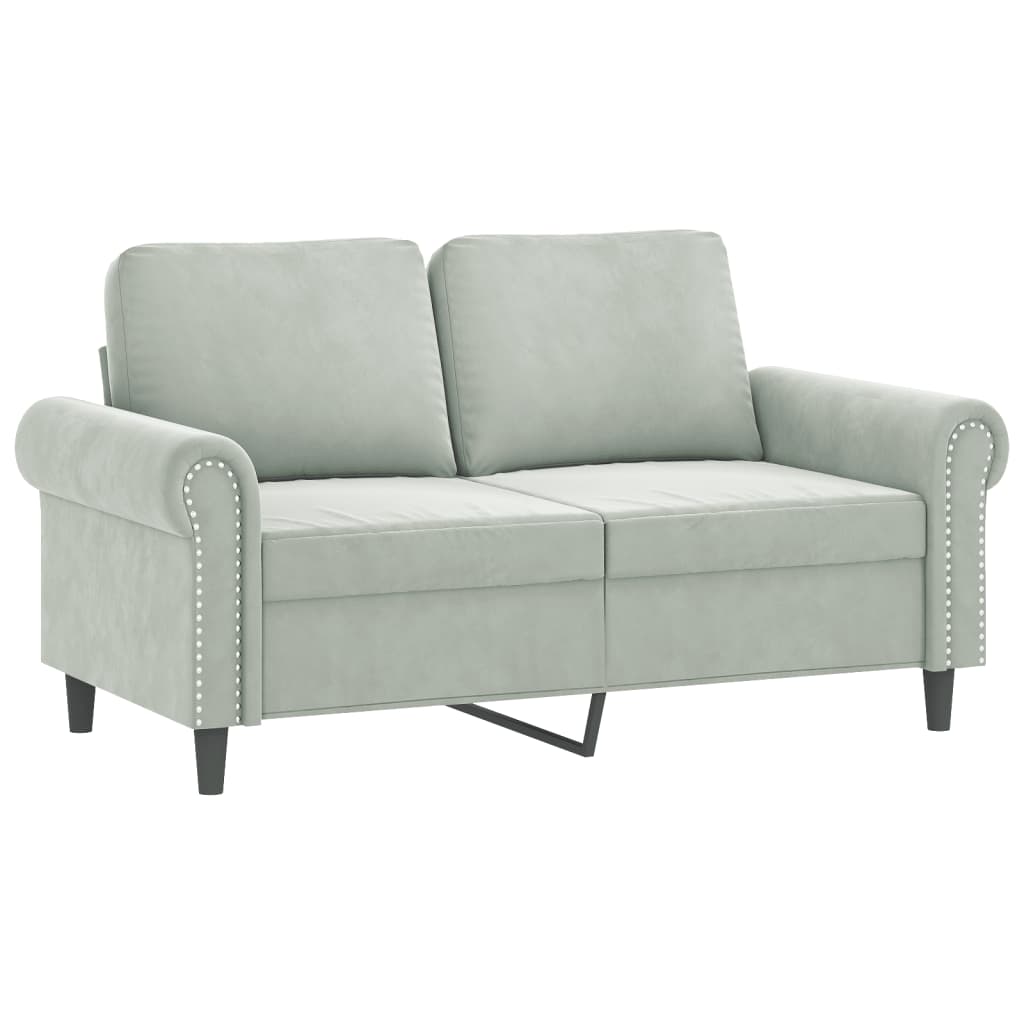 Set Di Divani 3 Pz Con Cuscini Grigio Chiaro In Velluto - Image 3