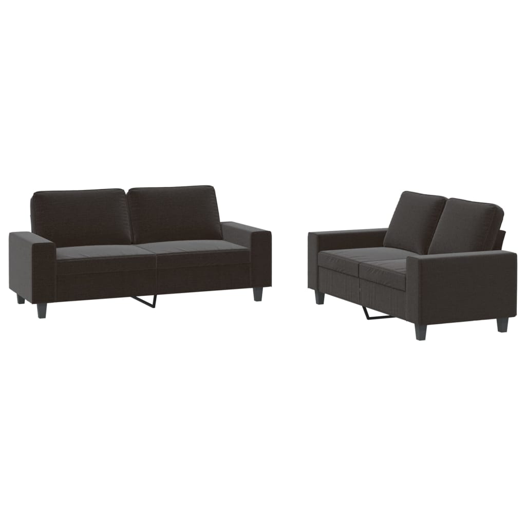 Set Di Divani 2 Pz Nero In Tessuto - Image 3