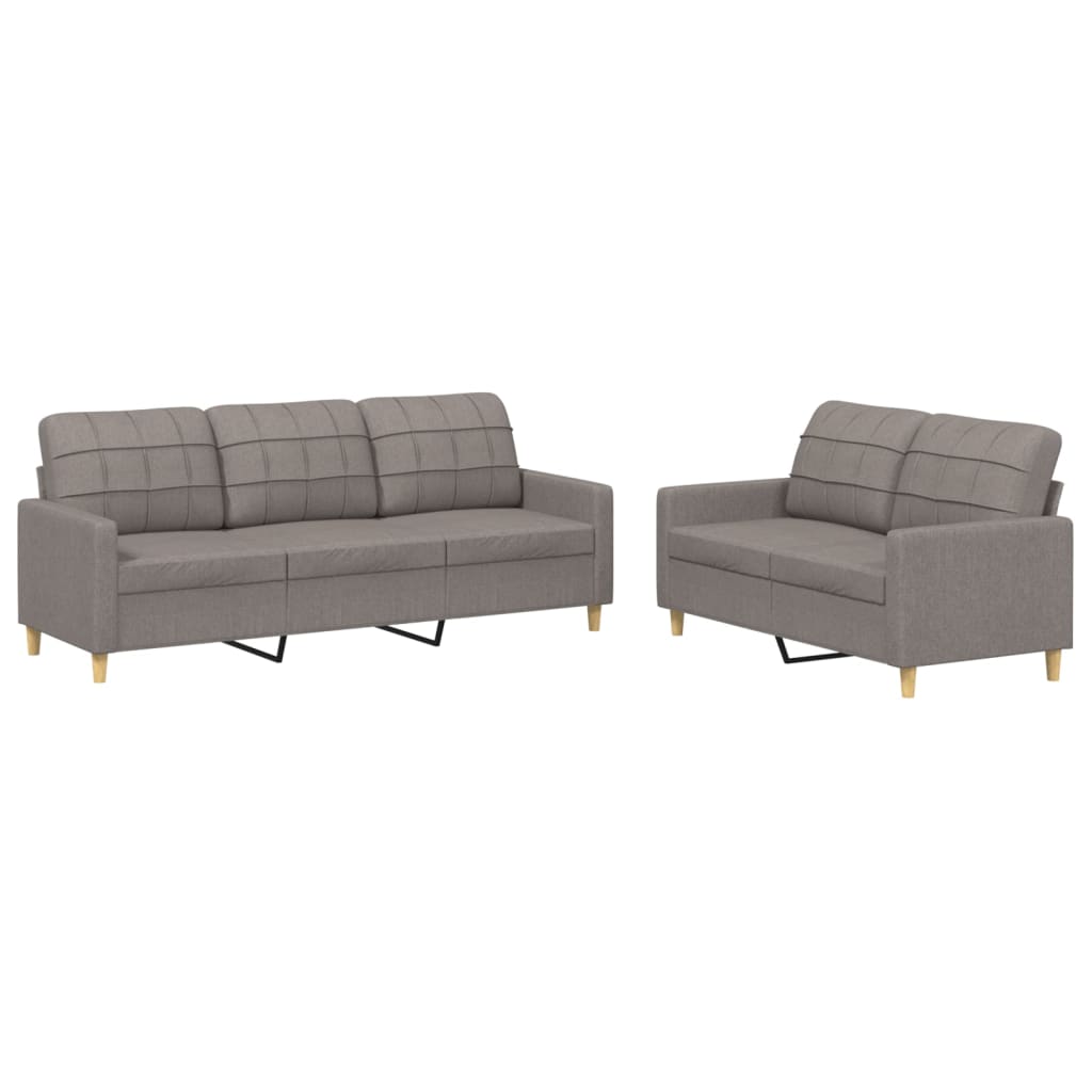 Set Di Divani 2 Pz Con Cuscini Tortora In Tessuto