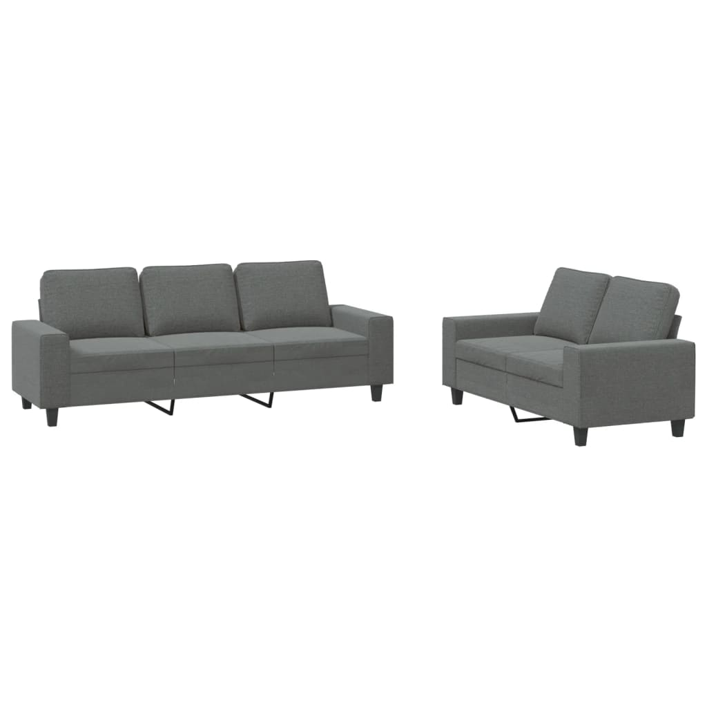 Set Di Divani 2 Pz Grigio Scuro In Tessuto