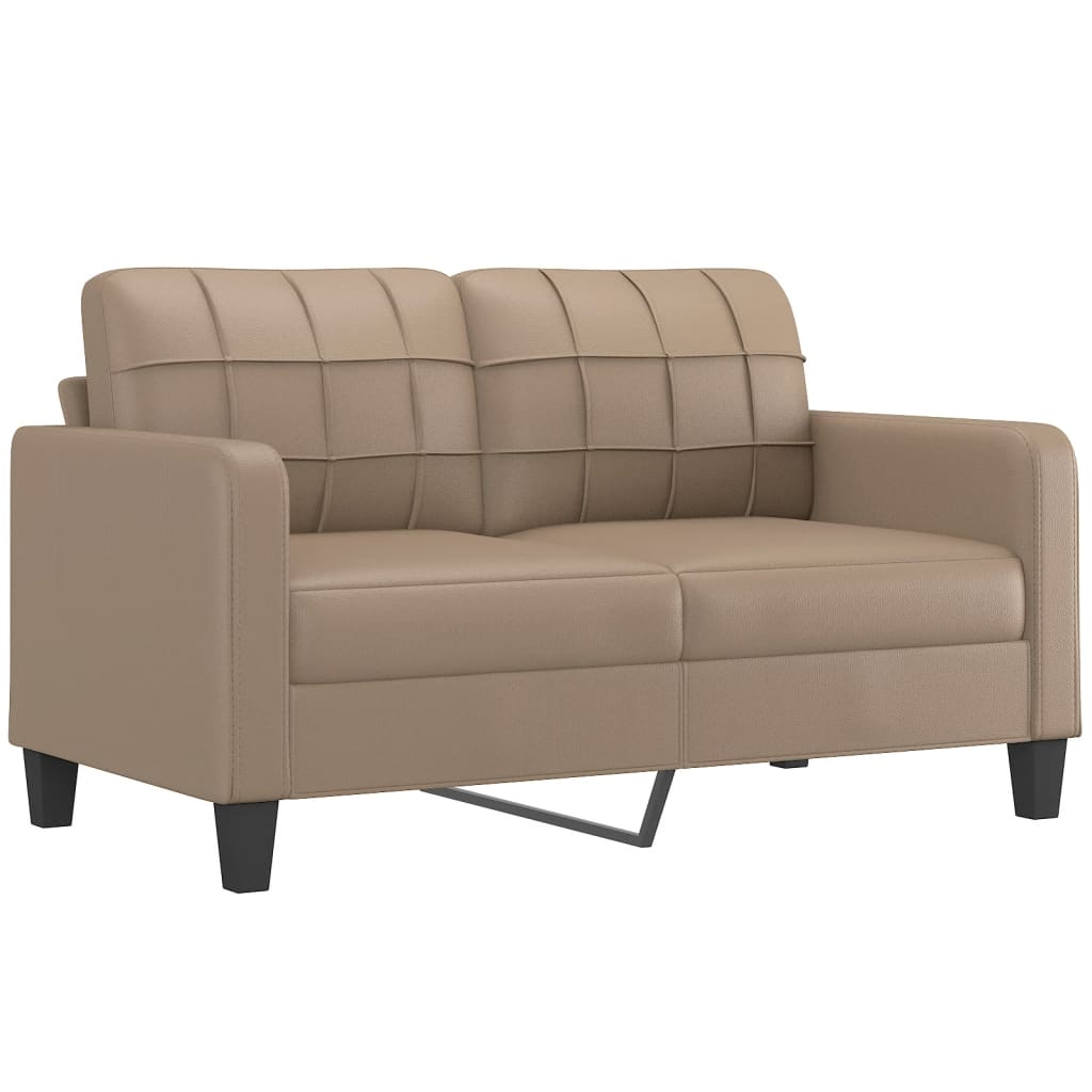 Set Di Divani 2 Pz Con Cuscini Cappuccino In Similpelle