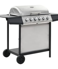 Barbecue Griglia A Gas 6 Fornelli Acciaio Inossidabile Argento