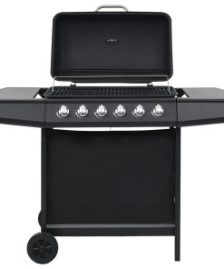 Barbecue Griglia A Gas Con 6 Fornelli Acciaio Nero